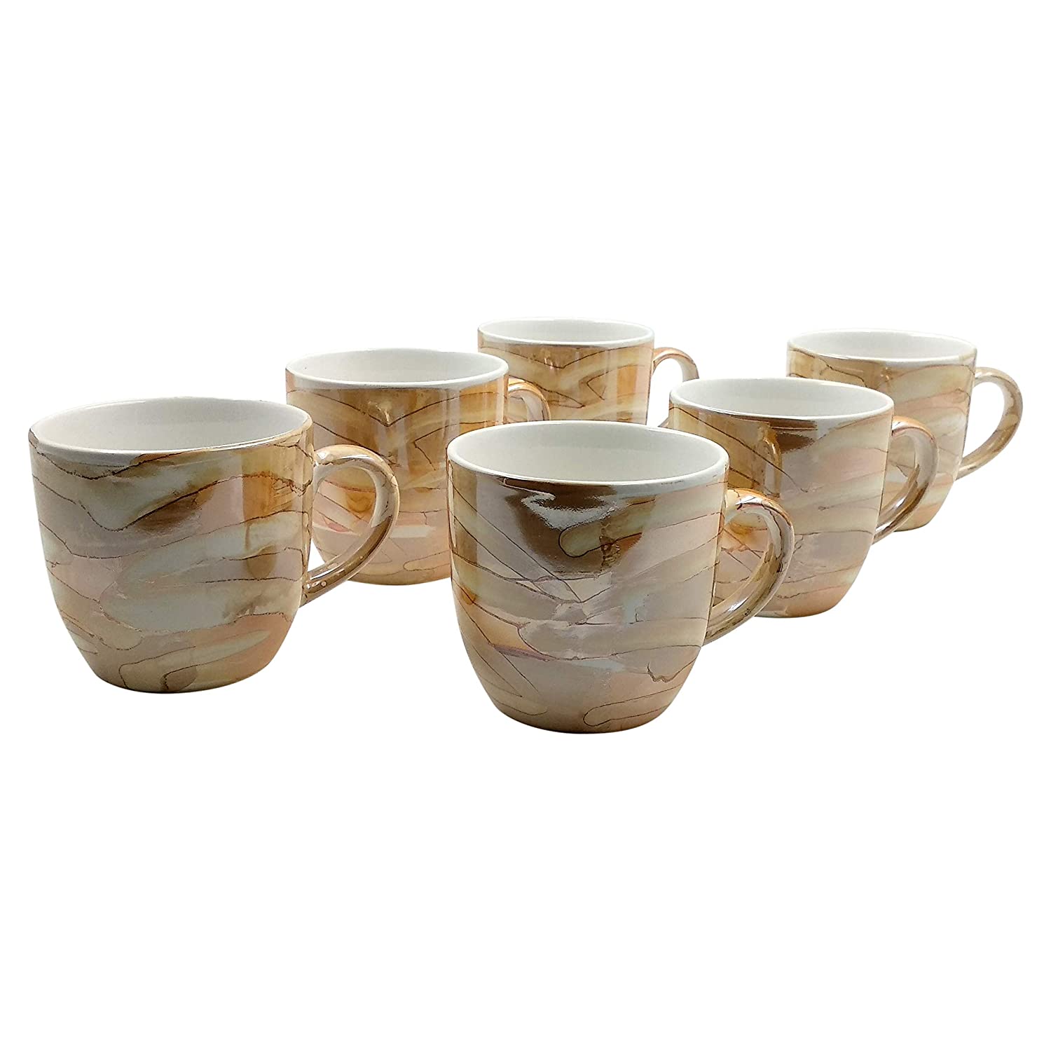 Golden Brown Gloss Finish Tea And Coffee Cups (Set Of 6), 150 ml