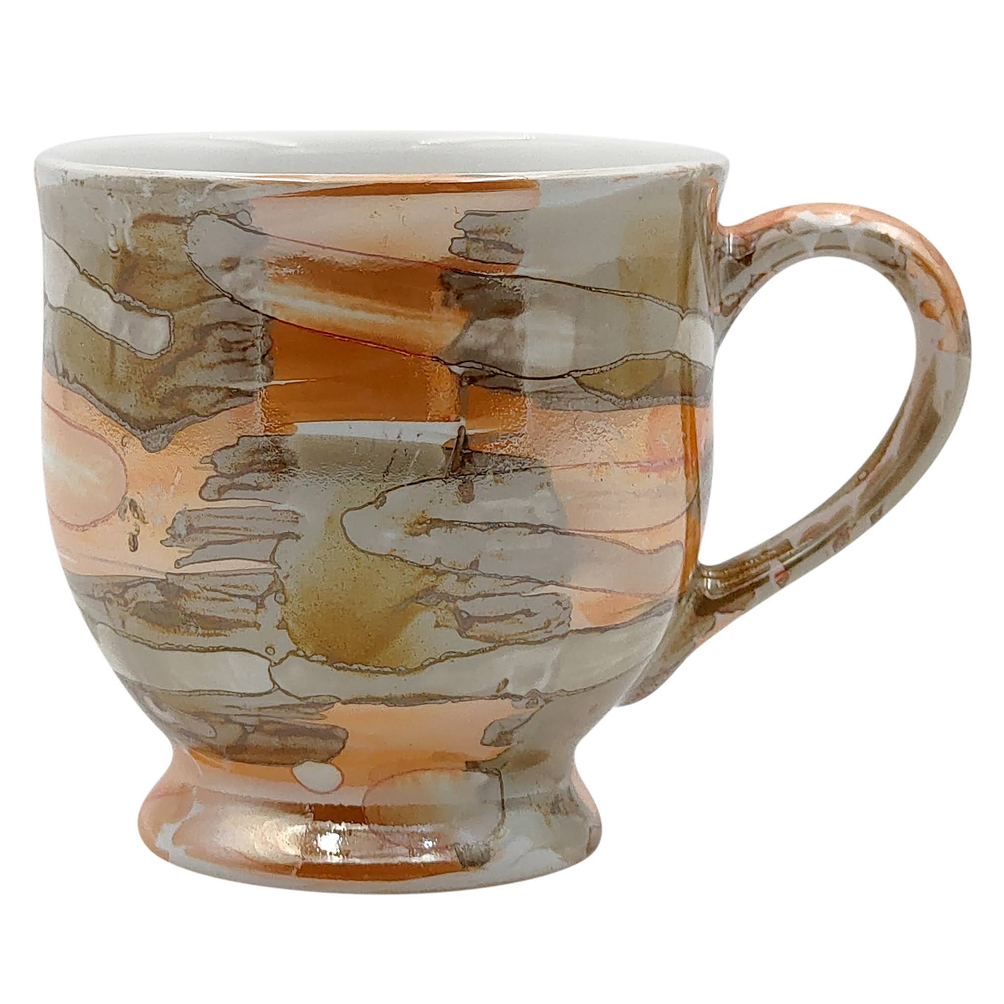 Classic Glossy Golden Ceramic Tea and Coffee Mug - Set of 6