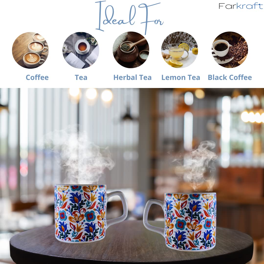 Multi Colour Floral Tea Cup | Coffee  Mug  (Set of 6) - 150 ML