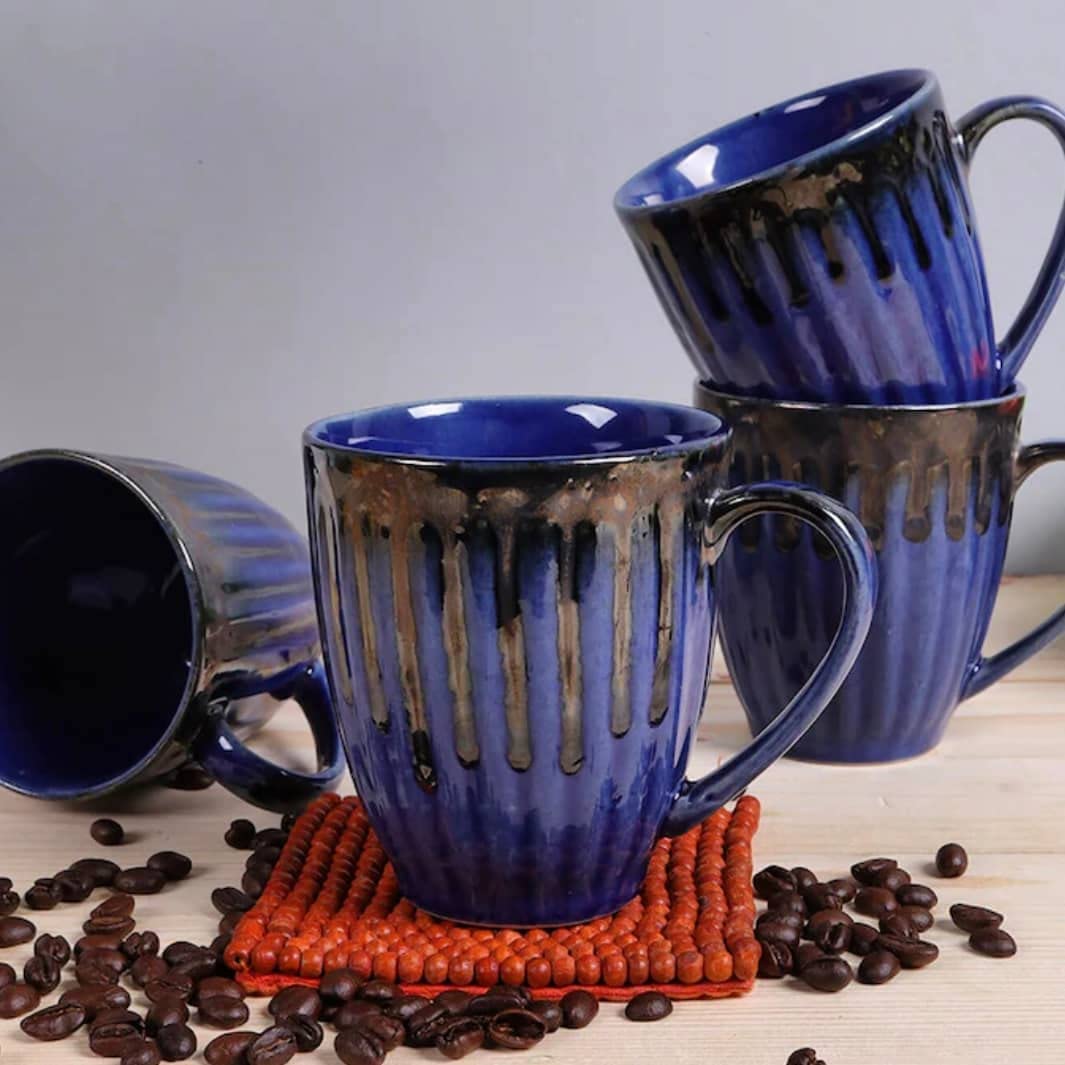 Studio Blue Pottery  Ceramic Coffee Mugs - Set Of 2