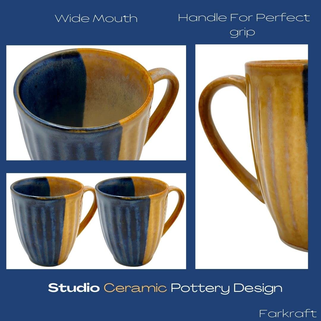 Studio Pottery Ceramic Mugs -330 ML-(Set of 2)